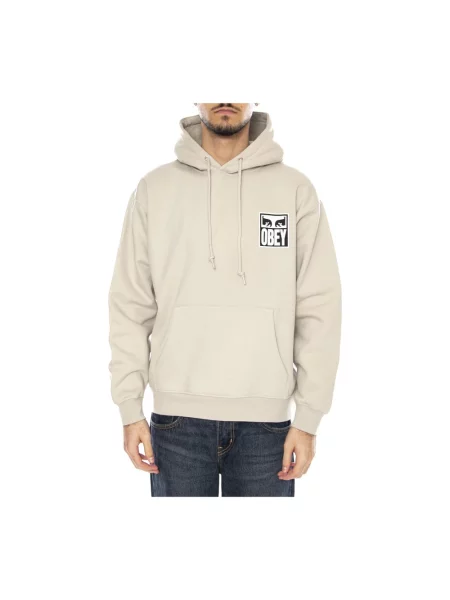 Bluza z kapturem Obey z kapturem beżowa