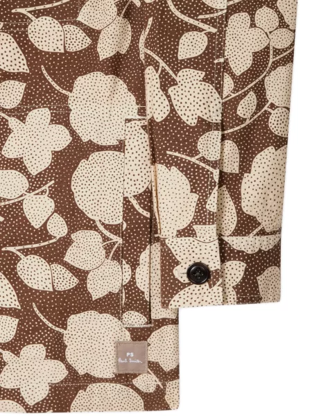 Geacă Ps Paul Smith cu model floral cu perforații maro