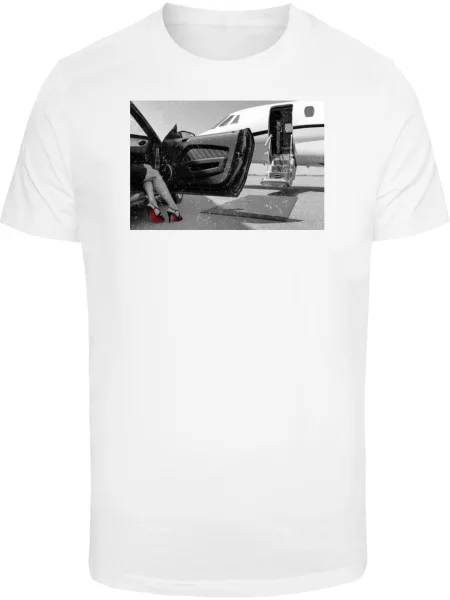 Mister Tee Tricou Private Jet Legs gri / negru alb