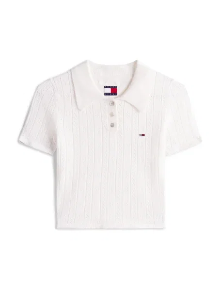 Tommy Jeans Pulover ecru / bleumarin roșu