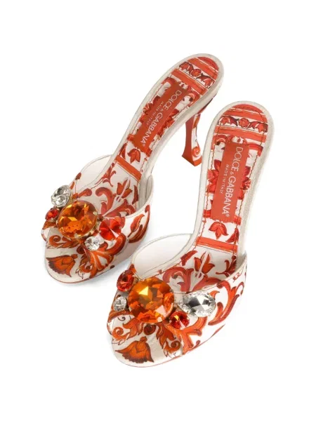 Papuci tip mules Dolce & Gabbana cu broderie alb