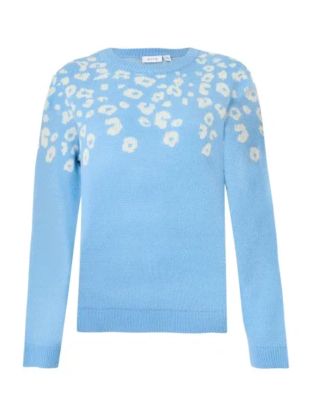 VILA Pulover VILELEO albastru deschis alb