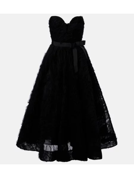 Haftowana sukienka midi Rebecca Vallance tiulowa do kolan czarna