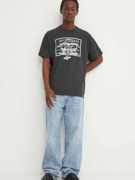 T-shirt o kroju vintage fit z nadrukiem z logo Levi's czarna