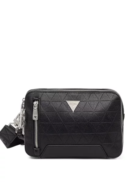 Geantă crossbody Guess cu autograf negru