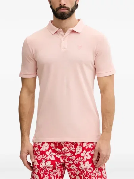 Tricou polo Guess cu autograf roz