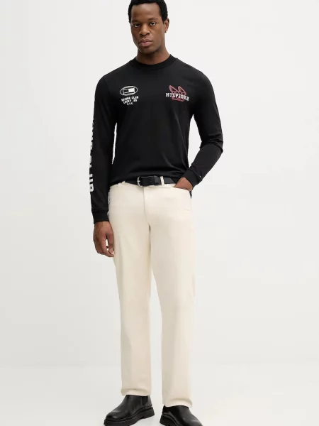 Tommy Hilfiger majica z dolgimi rokavi črna