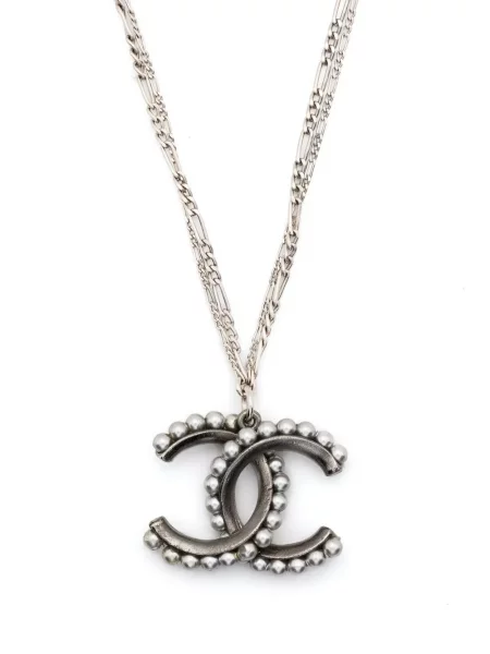 Přívěsek Chanel Pre-owned s perlami stříbrný