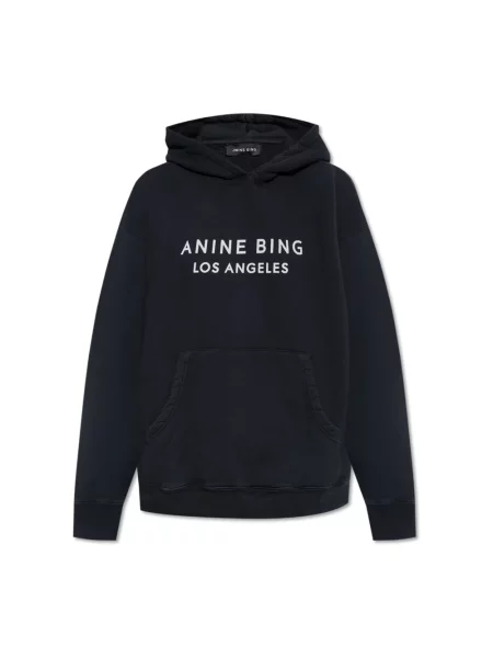 Bluza z kapturem Anine Bing z kapturem czarna