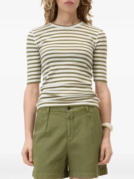 Tricou Closed cu dungi cu decolteu rotund verde