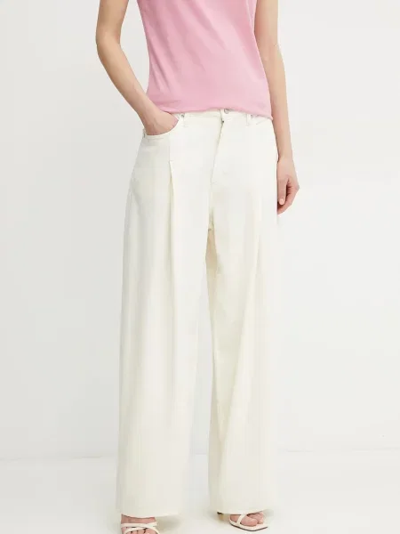 BOSS Orange jeans femei high waist bej