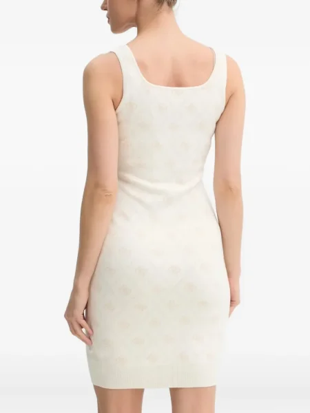 Rochie mini Guess fără mâneci cu autograf alb