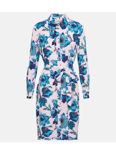 Cămașă Diane Von Furstenberg cu model floral cu imagine albastru