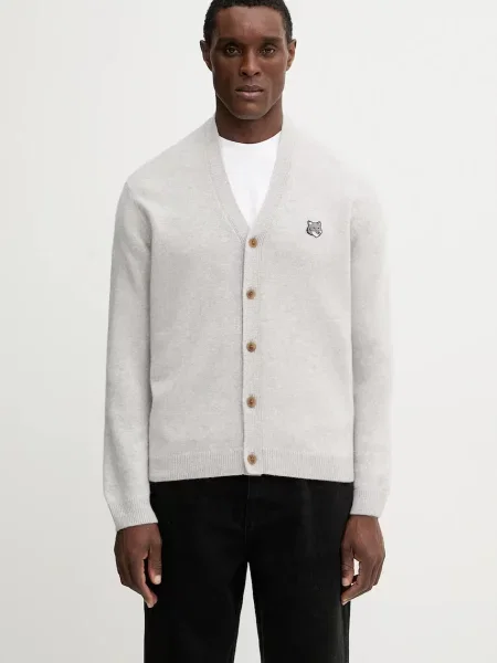 Maison Kitsuné Fox Head Lambwsool Comfort cardigan din lână pentru bărbați