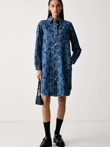Marimekko rochie din denim albastru
