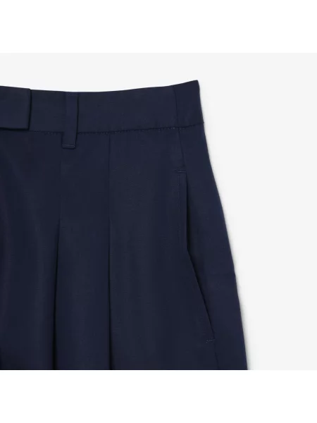 Lacoste Bermudy Oversize Z Lejącej Mieszanki Lnu granatowe