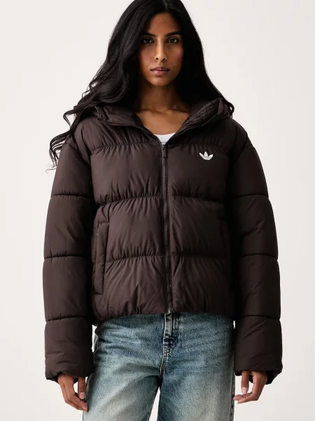 Adidas Originals krátká bunda Hooded Padded hnědá