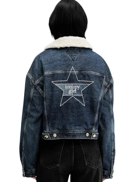 Tommy Jeans kurtka jeansowa granatowy przejściowa oversize czarna