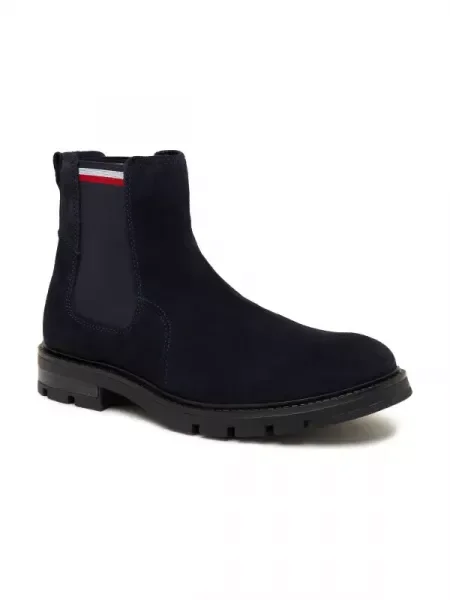 Tommy Hilfiger Bőr bokacsizma CORPOARTE HILFIGER SUEDE CHELSEA kék