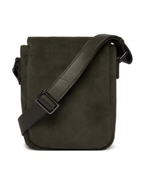 Tommy Hilfiger Ľadvinka Metal Logo Suede Crossbody Bag zelená