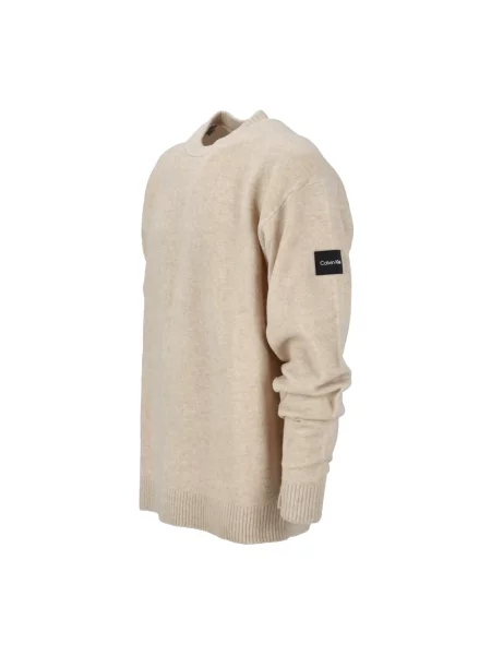 Lniany sweter Calvin Klein beżowy