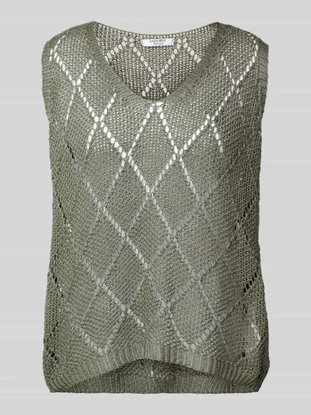 Bezrękawnik z ażurowym wzorem Zabaione khaki