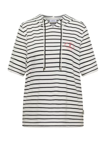 CECIL Tricou negru alb