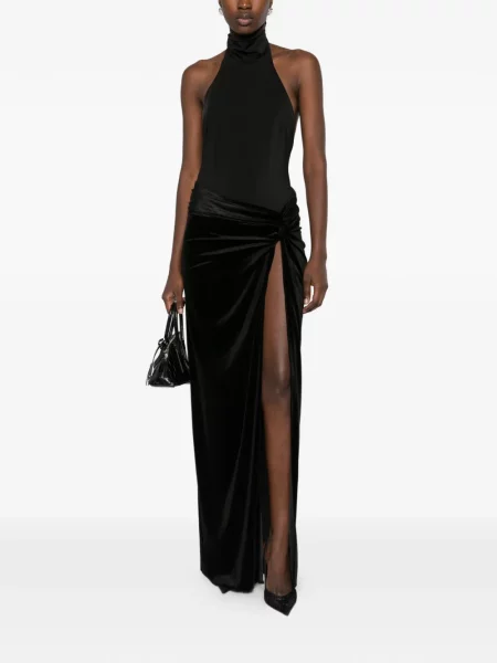 Rochie maxi The Andamane cu gât halter negru