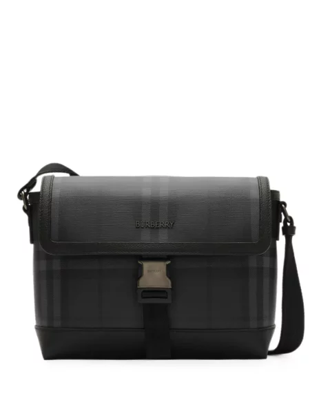 Geantă crossbody Burberry în carouri gri