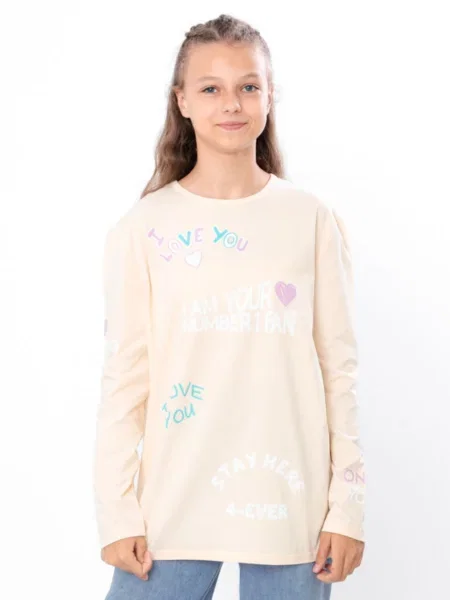 Дитячий Лонгслів Носи своє бавона/спандекс бежевий