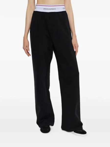 Pantaloni sport Dsquared2 cu autograf negru
