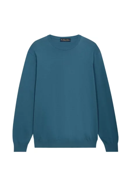 Pulover Brooks Brothers cu decolteu rotund cu nervuri albastru