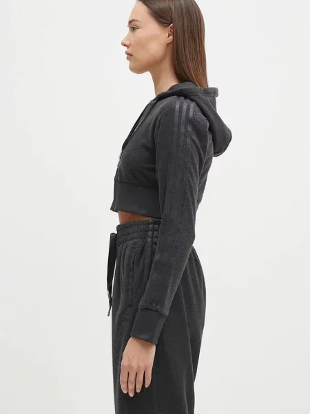 Μπλούζα adidas Originals Femme Galore Short Fulzip Hoodie με κουκούλα γκρι