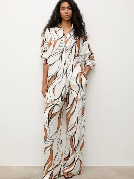 Answear.LAB komplet z lnem beżowy