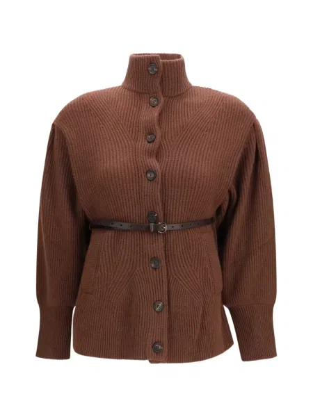 Cu centură cardigan Brunello Cucinelli tricotate maro