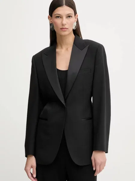 Filippa K jachetă cu lână un singur rând de uni negru