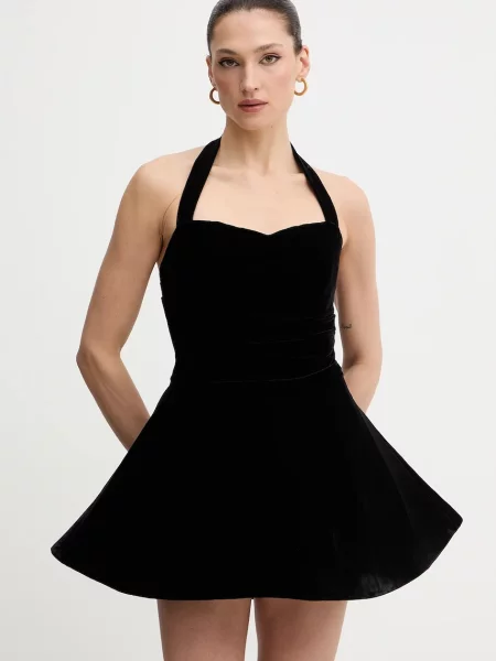 Bardot rochie mini evazați negru