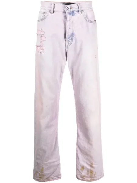 Дънки straight leg Purple Brand с протрити краища виолетово