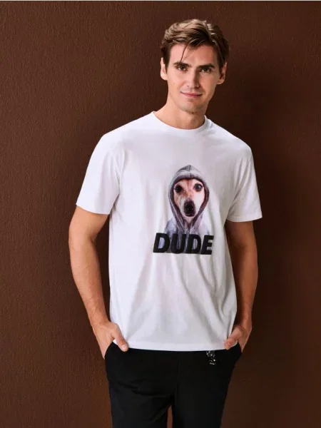 Sinsay koszulka z nadrukiem biały