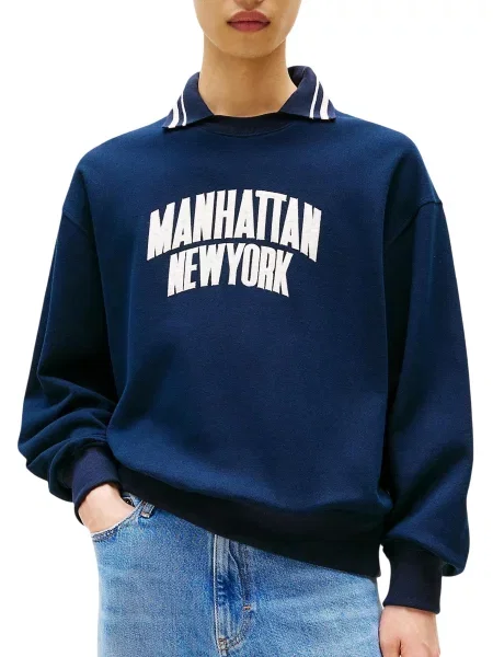 Pulover Tommy Hilfiger Jeans s potiskom modra