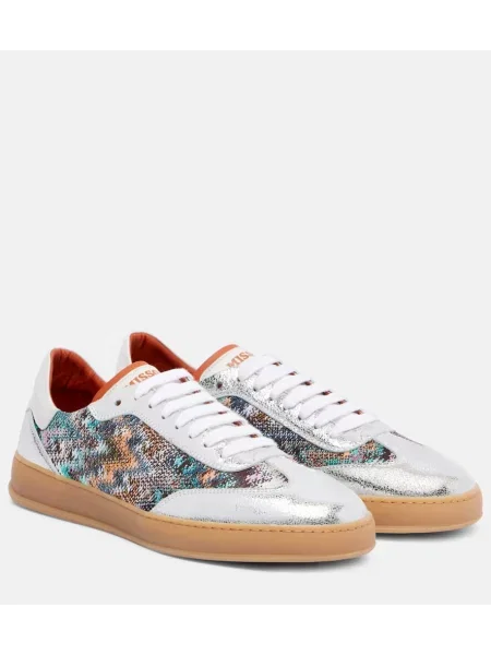 Usnjene superge Missoni srebrna