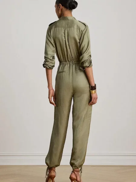 Lauren Ralph Lauren salopetă pentru femei cu amestec de in verde