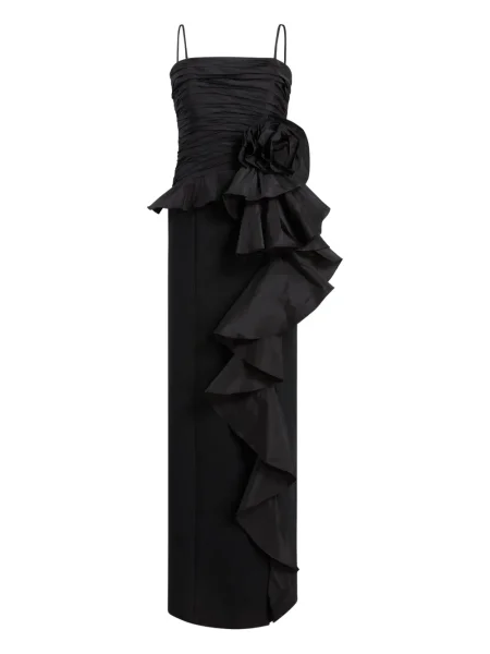 Rochie Cinq A Sept cu model floral cu volane negru