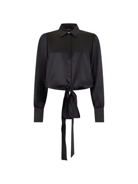 Bluză Roberto Cavalli de mătase cu legături negru