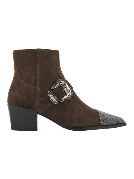 Lniane buty do kostki Via Vai brązowe