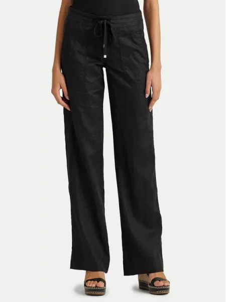 Παντελόνι υφασμάτινο Lauren Ralph Lauren μαύρο