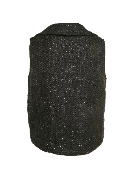 Top Maje cu paiete din tweed negru