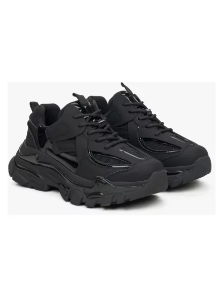 Sneakersy Estro skórzane na platformie czarne