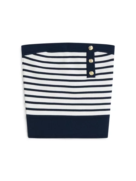 Tommy Jeans Top brodat albastru închis alb