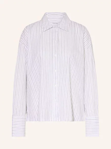 Calvin Klein Pyžamové Tričko Cotton Poplin / tmavě šedá / světle šedá bílá